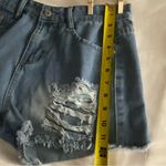 Jeans High Waist Distressed Denim Shorts S Festival Summer Boho Classic Rave Blue Photo 9