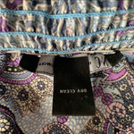 INC purple and blue paisley medallion print silk tunic blouse with puff sleeves Size 10 Photo 9