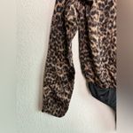 Good American Leopard Animal Print Plunging Faux Wrap V-Neck Satin Bodysuit 0 Photo 3