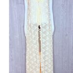 Vintage Bergdorf Goodman Asha sleeveless floral lace ruffle long robe nightgown Tan Photo 10