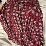 En Creme Burgundy Floral Blouse Red Size 1X Photo 0