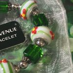 Facets 5th Avenue Art Glass Bracelet Stretchy Fashion Jewelry Green Yellow NEW Photo 3