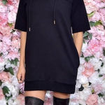 Danskin Jenna Dewan x Oversized Hooded Sweatshirt Dress in Black Size Large Photo 0
