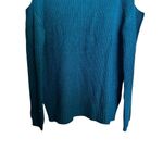Daytrip  Buckle Sweater Womens Medium Green Cold Shoulder Chunky Knit Pullover Photo 3