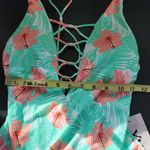 Ymi  Tropical Print One-Piece Swimsuit NWT Size Medium Green and Pink Swimsuit Photo 8