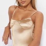 Pretty Little Thing Champagne Stretch Satin Bodysuit  Photo 0