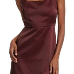 A New Day  Women's Dress Size 14 Burgundy Satin Mini Dress Square Neck Sleeveless Photo 0