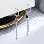 925 Silver Plated Round Disc Tassel Dangle Drop Hoop Earrings for Women Photo 0