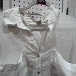 Magaschoni  White Linen Blend Button Down Long Sleeve Shirt Top Size L Photo 3