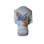 RAW 7 USA Silk Cashmere Graphic Short Sleeve Cardigan Sweater Women’s SZ:S Blue Photo 10