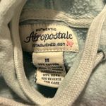 Aeropostale Women’s Hoodie Medium Light Blue Green Soft Hibiscus Pullover Pocket Photo 2