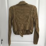 Free People  Tan Utility Jacket Asymmetrical Design Photo 2