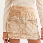 Free People Dust to Dust Crushed Velvet Skirt in Creamy Tan Photo 0