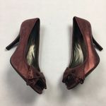 Parisian Kennedy Studded Bow‎ Peep Toe Heels Red Size 9 Photo 4