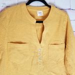 MOTE MUSTARD YELLOW ORANGE SLUB COTTON V NECK BOHO LAGENLOOK BLOUSE XL Photo 2