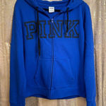 PINK - Victoria's Secret  Royal Blue Everyday Lounge Zip Hoodie Sweater Large Photo 0