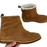 Jenni Kayne  Suede Moc Shearling Lined Slip On Ankle Snow Boots Tan Size 39 Photo 0
