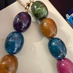 Multicolor Chunky Oval Bead Necklace Extender Chain Lobster Clasp Choker Adjusts Green Photo 6