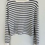 Wild Fable  White Navy Striped Long Sleeve Cotton Shirt (S) Photo 0