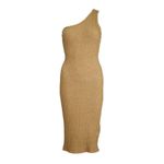 Lisa Says Gah Paola One Shoulder Ribbed Dress, Camel, XS Photo 3