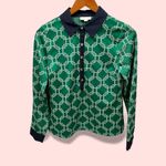 Charter Club Cute / Ugly Christmas contest winner 🏆 green geometric print navy trim henley Photo 2