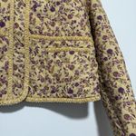 7 For All Mankind  Quilted Cropped Floral Mustard Yellow Jacket Size XS Photo 4