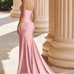 Stacees Pink Satin Dress with Slit Size 4 Photo 1