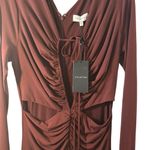 Halston Heritage Halston Merlot Burgundy Jersey Tunnel Tie Cocktail Gown Size 10 NWT Photo 2