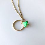 None Vintage Gold Tone Irish Lucky Clover Necklace Photo 7