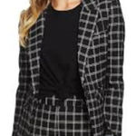 1. State State Black & White Windowpane‎ Check Plaid Blazer Size 6 Photo 0