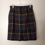 Classic clueless 100% wool tartan plain mini skirt size 10p Photo 5