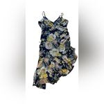 Lulus Flowering Beauty Navy Blue Floral Print Asymmetrical Midi Dress XL NWT Photo 11
