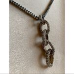 Silver Gold Mixed Metal Chunky Chain Necklace Pave Diamante Pendant Y2K Photo 3
