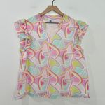 Michelle McDowell Marley Dream Darling Top Ruffle Sleeve Size XL Blue Photo 2