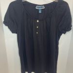 Karen Scott  Black Blouse with Button Accents Photo 1