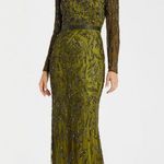 Mac Duggal  5124 Green Beaded Long Sleeve Evening Gown Size 6 Photo 0