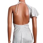 We Wore What  00 Asymmetrical Crystal Halter Tie One Shoulder Mini Dress 0 White Photo 4