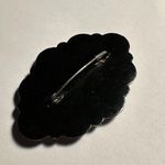 Vintage Hand Painted Wood Santa Sledding In Sled Christmas Holiday Brooch Pin Black Photo 7