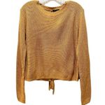 Ambiance Apparel Ribbed Knit Lace Up Back Sweater Mustard Brown Size Large Photo 2