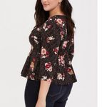Torrid  Floral Animal Print Cropped Peplum 3/4 Sleeve Corset Top Size‎ 2X Photo 3
