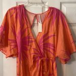 Anthropologie Anthropology Maxi Wrap Dress Vibrant Orange and Pink Dress length 55” bust 32” Photo 6