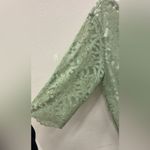 Alfred Dunner Sage Green Floral Lace Blouse with Gold Necklace 3/4 sleeeve 1X Photo 1