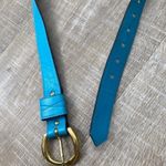 90s Vintage Teal Blue Textured Leather Belt Brass Buckle Women’s M Southwestern Size M Photo 4
