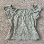 Brandy Melville Green Fitted Ruffled Cap Sleeve Blouse Photo 0