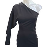 NBD NEW  Black One Shoulder Long Balloon Sleeve Party Mini Bodycon Dress Size S Photo 0