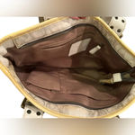 Coach 2181 Limited Ed. Metallic Silver Slim Tote Canvas Bag Yellow Patent Trim Photo 4