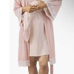 Angel Maternity Women’s Size M/L Bamboo Robe Pink Crochet Trim Hospital Robe NEW Size L Photo 0