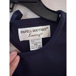 Papell Boutique Vtg  Y2K Navy Sleeveless Dress 10 Petite Keyhole Back Old Money Photo 1