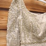 Mac Duggal NWT 11187 Gold Embroidered Lace Applique Shoulder Detail Trumpet Gown Photo 6