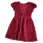 Lulus Elegant Delight Wine Red 3D Floral Lace Puff Sleeve Mini Dress Size Medium Photo 0